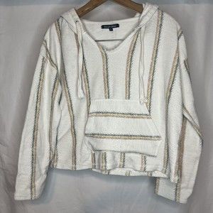 Ocean Drive Small Pastel Stripes Hoodie SOFT Sweatshirt V Neck Casual